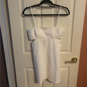 Zara White Spaghetti Strap Bodycon Cutout Dress